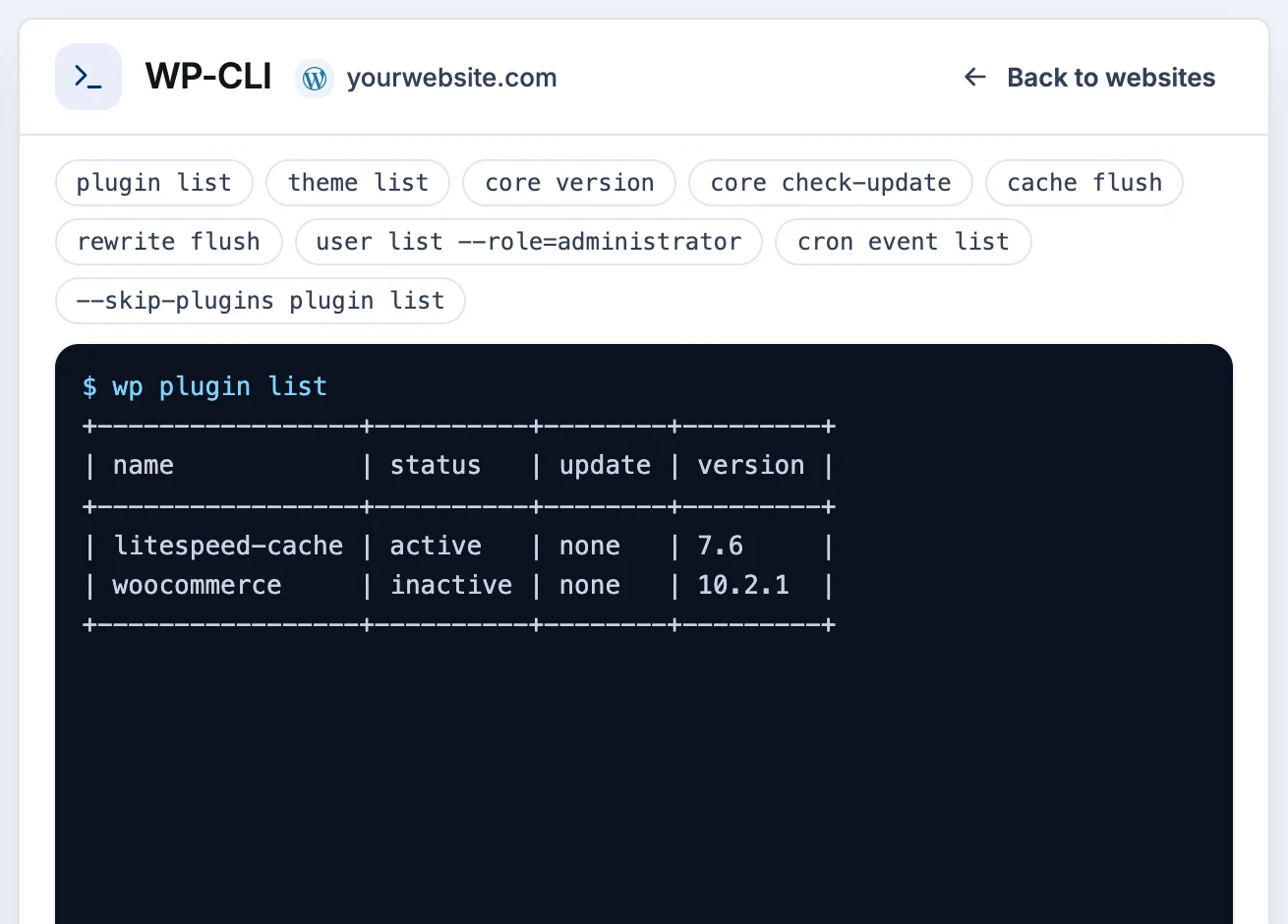 Developer tools in the HostCrafter panel